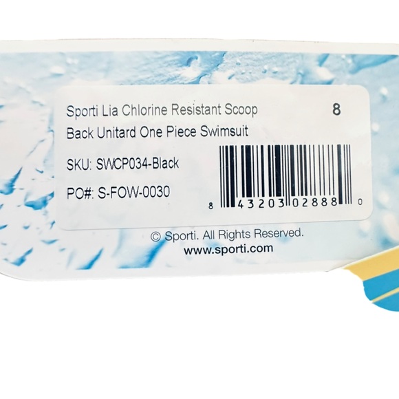 Sporti Lia Chlorine Resistant Black Tank One Piece Leotard Swimsuit Woman’s 8 - Picture 5 of 5